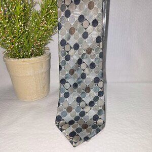 GEOFFREY BEENE VTG MENS TIE GRAY WITH POLKA DOT DIAGONAL DESIGN EUC